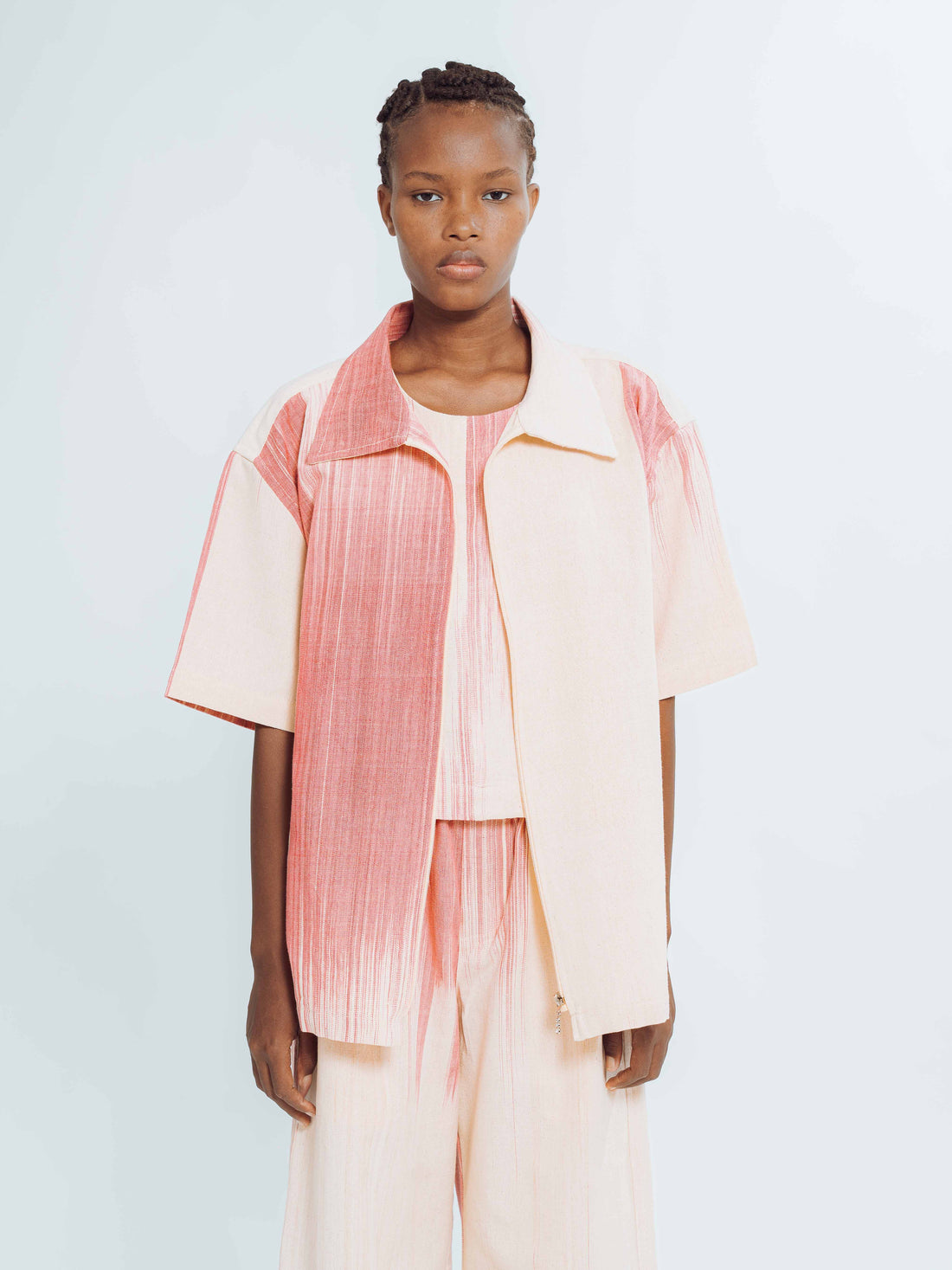 Chemise à zip dégradé rose beige