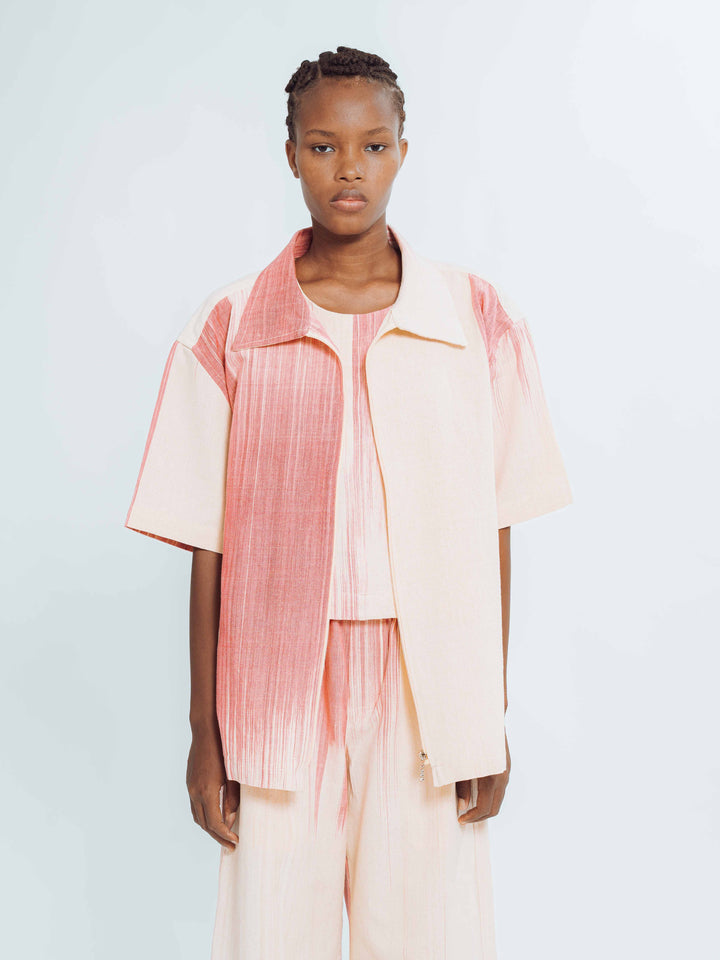 Chemise à zip dégradé rose beige