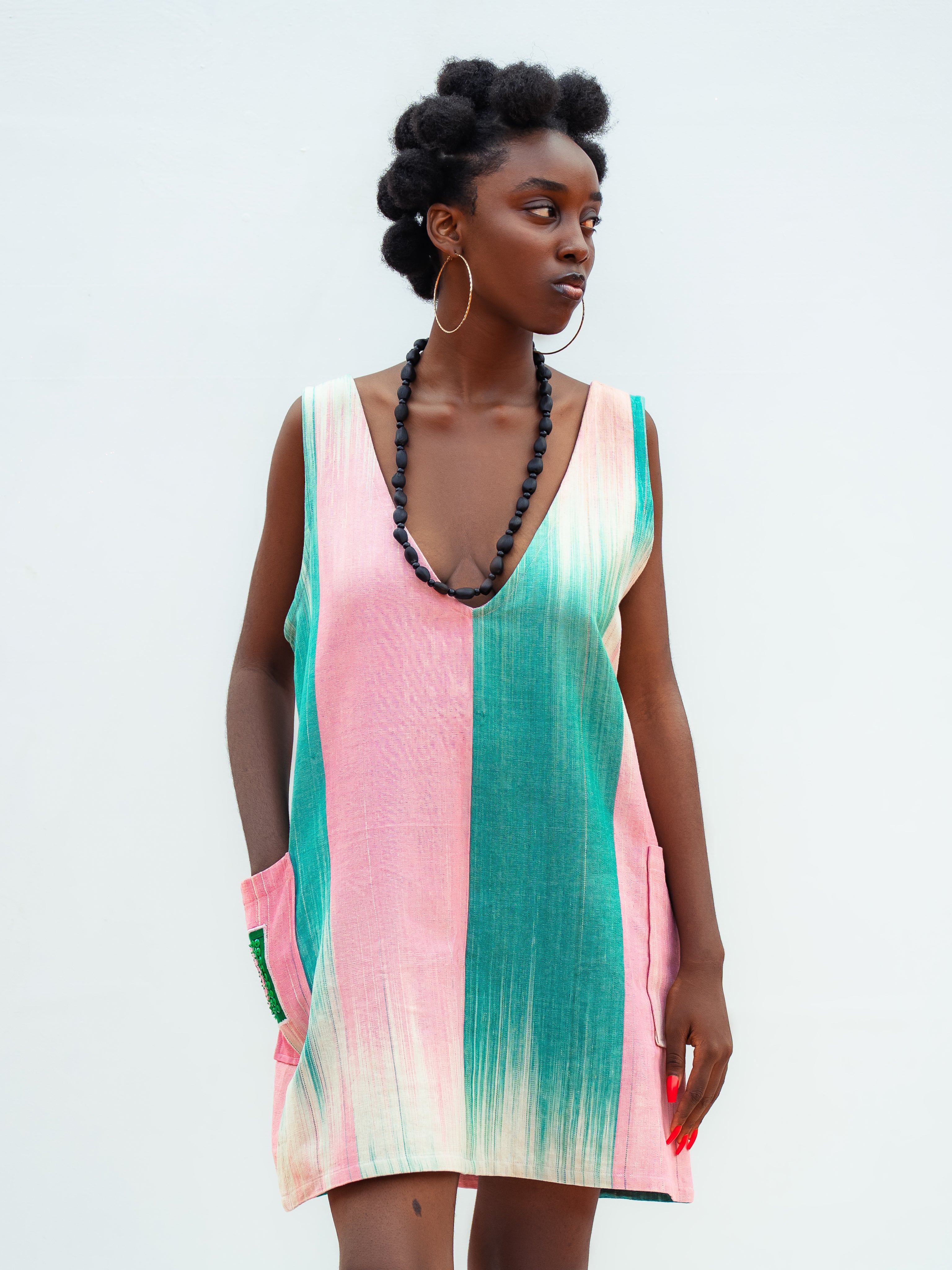 Robe Salopette vert rose