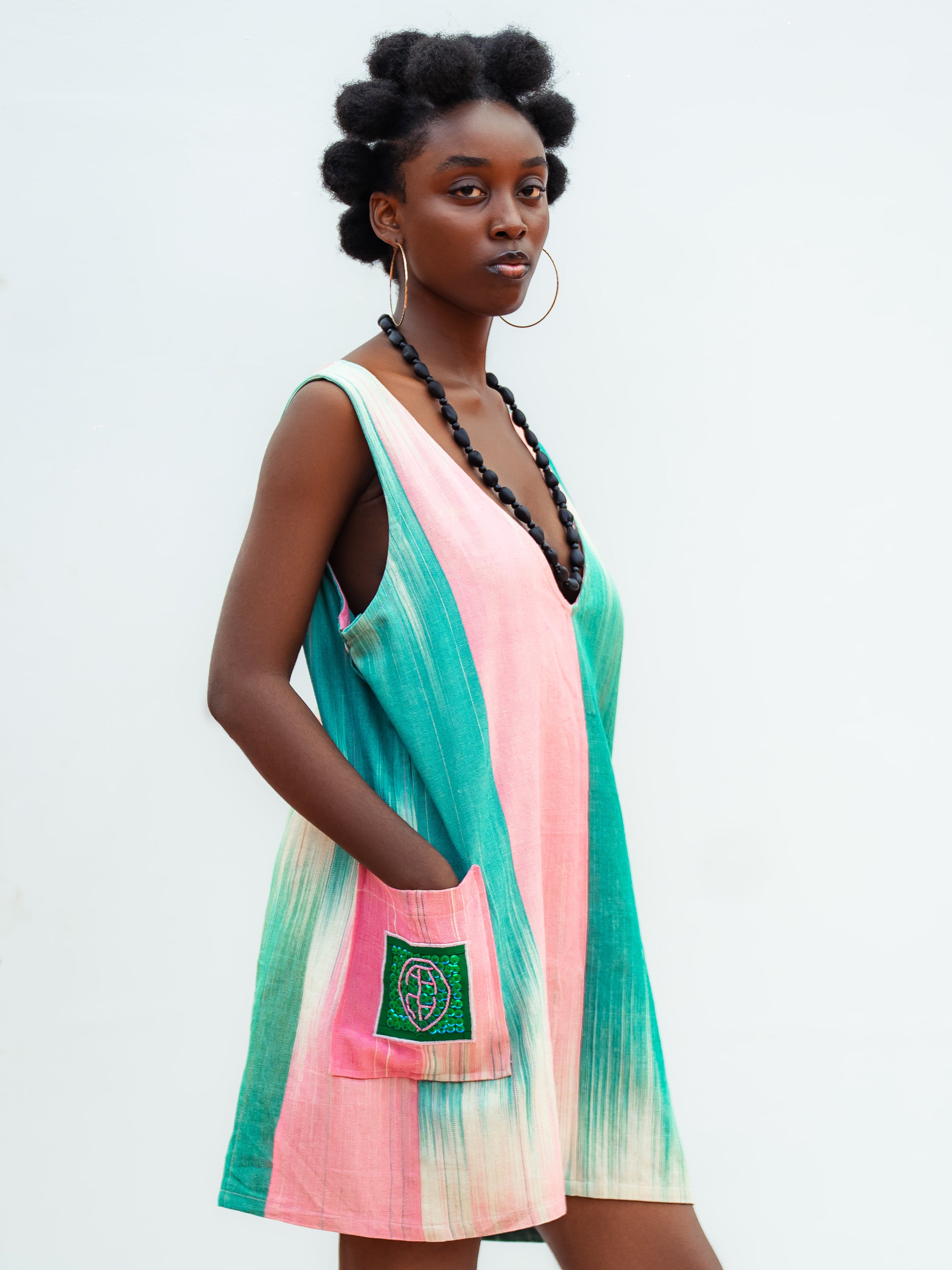 Robe Salopette vert rose