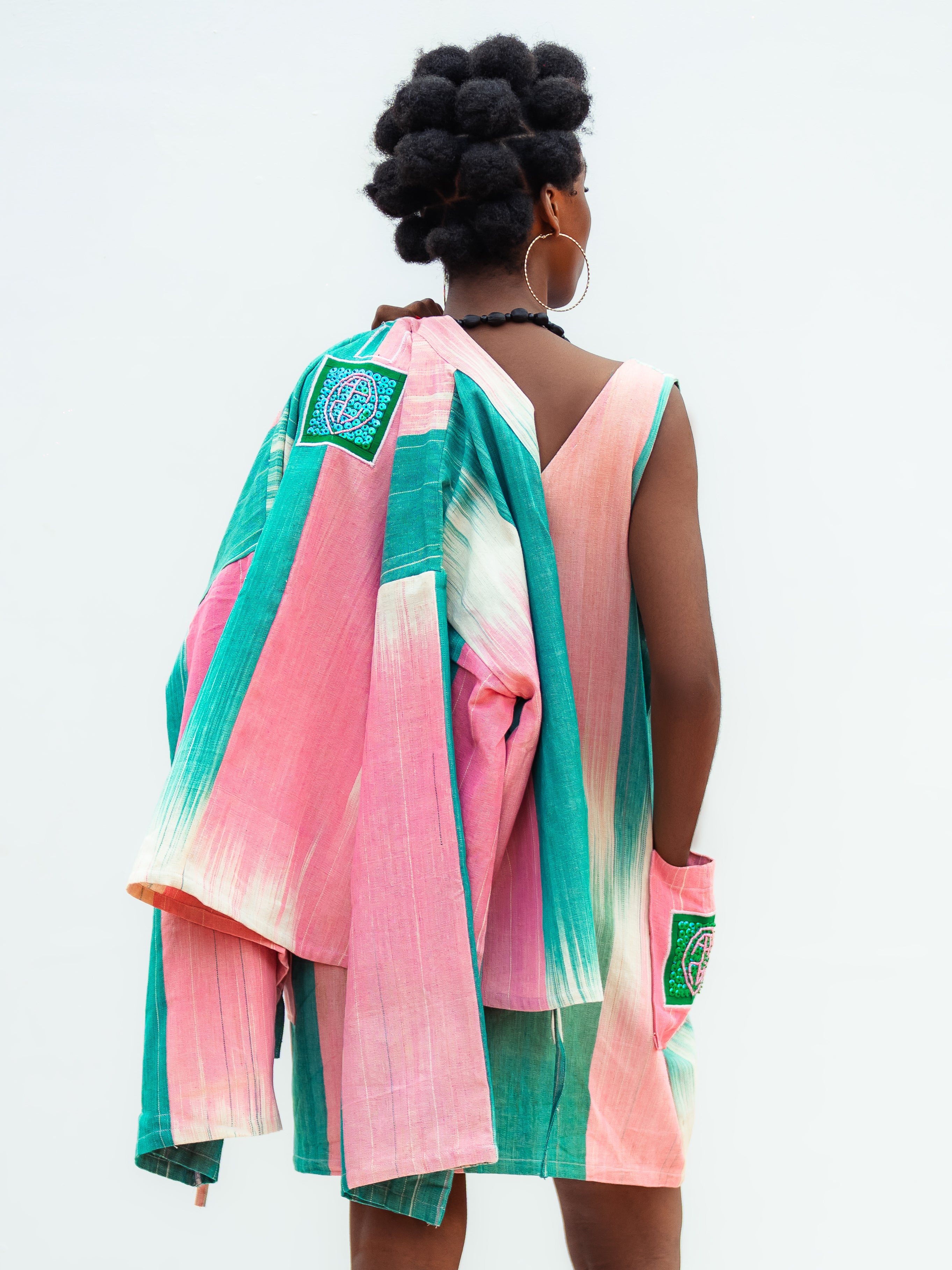 Kimono Vognon vert/rose