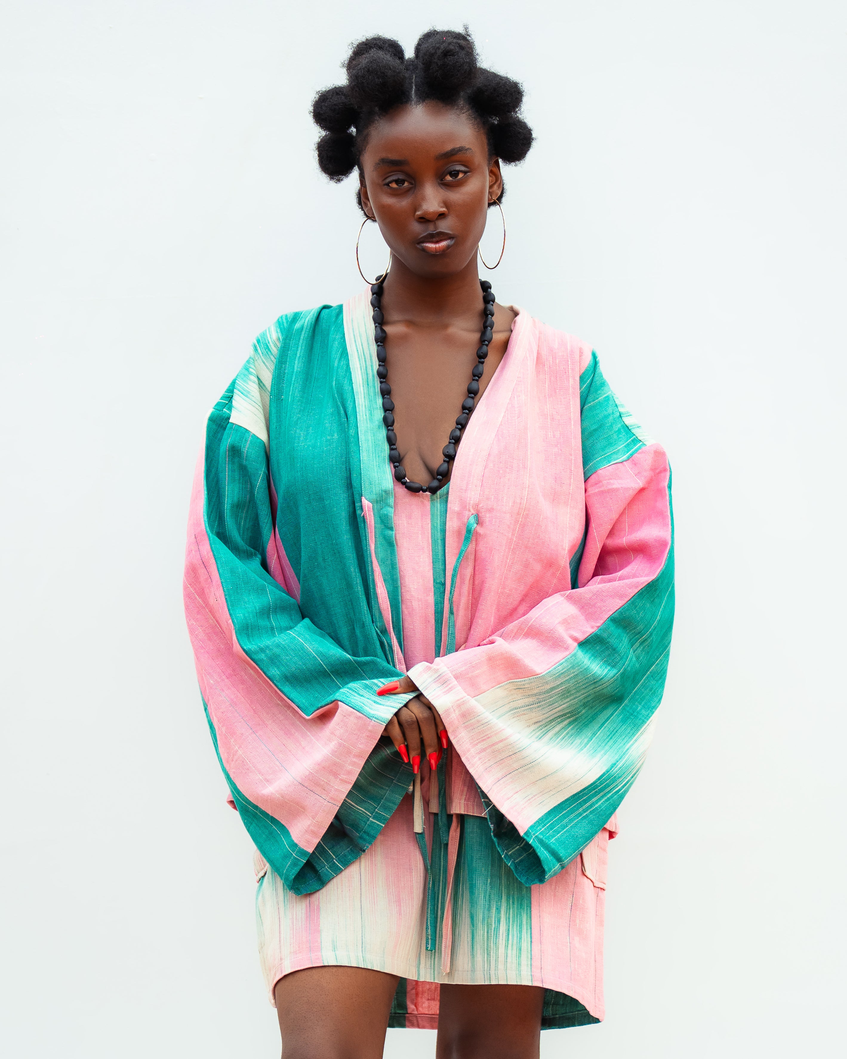 Kimono Vognon vert/rose