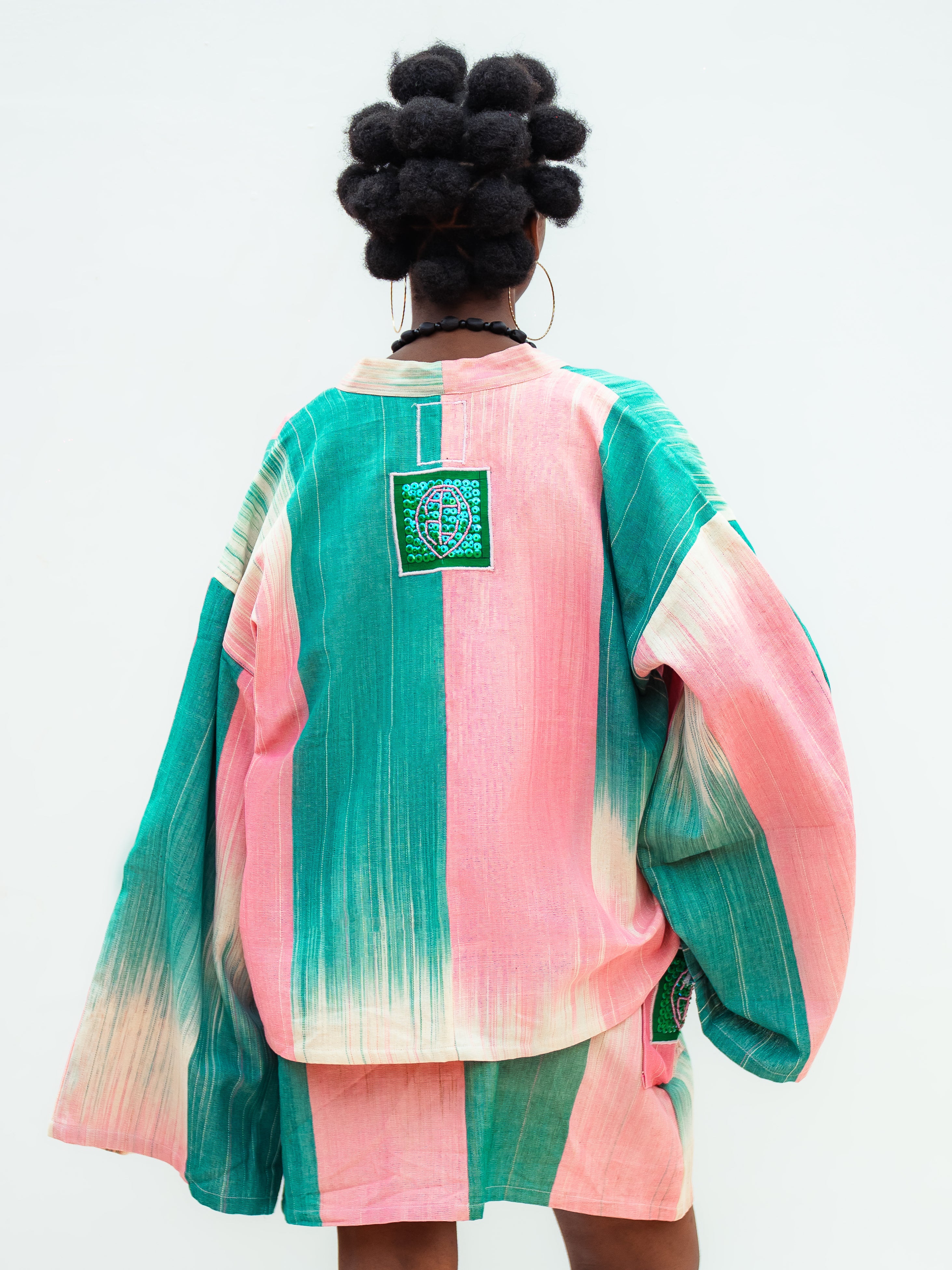 Kimono Vognon vert/rose