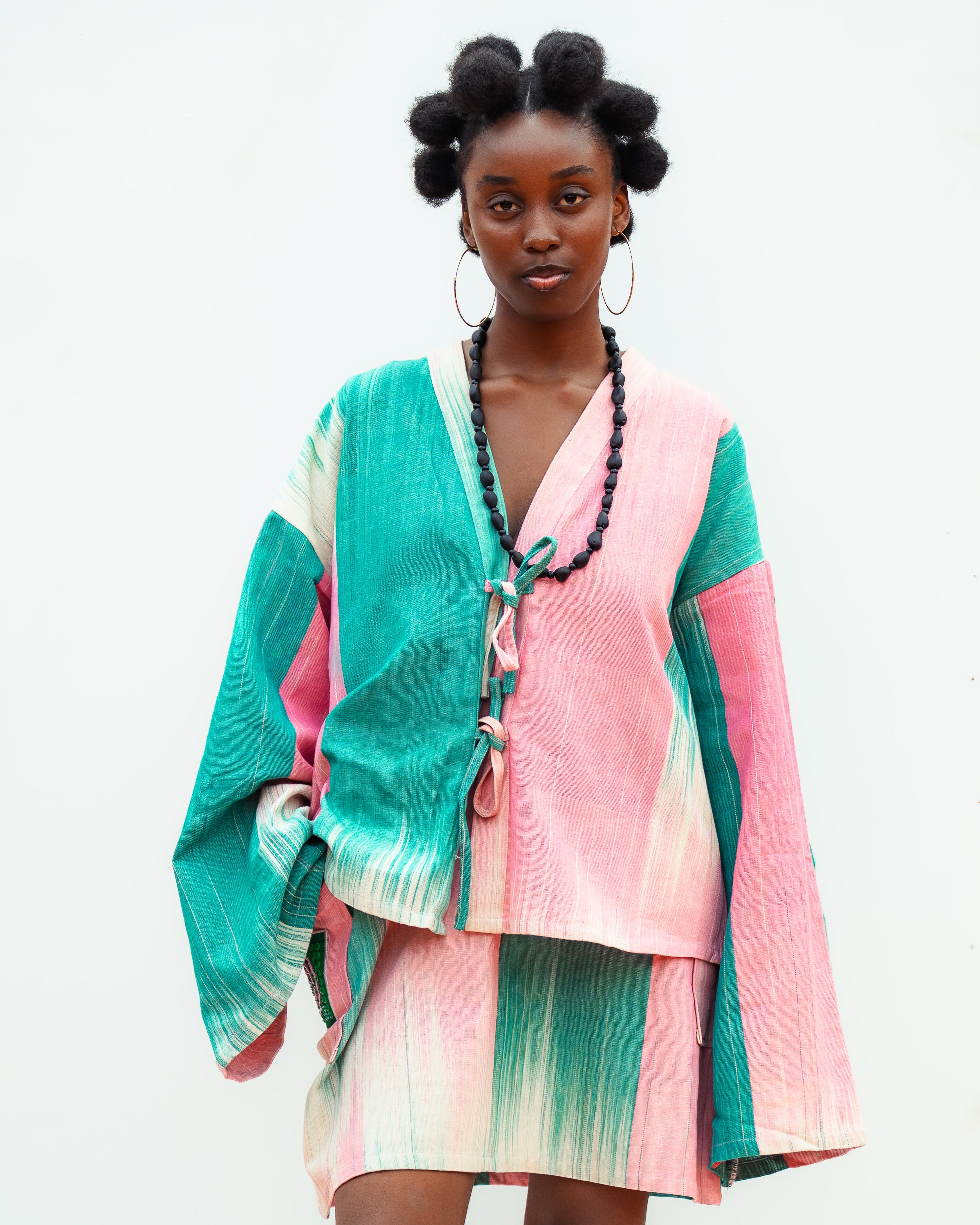 Kimono Vognon vert/rose